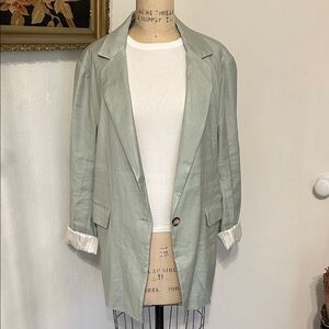 Maeve Anthropologie Light Ceylon Green Linen classic Blazer